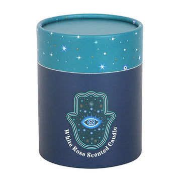 Hand of Hamsa White Rose Candle