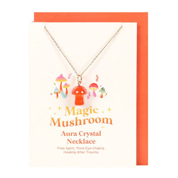 Orange Crystal Mushroom Greetings Card