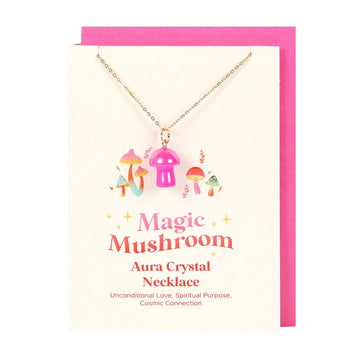 Pink Crystal Mushroom Greetings Card
